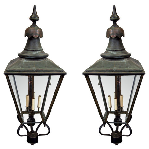 Pair of two Converted 19th Century Outdoor Gas Lamps