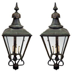 Pair of two Converted 19th Century Outdoor Gas Lamps