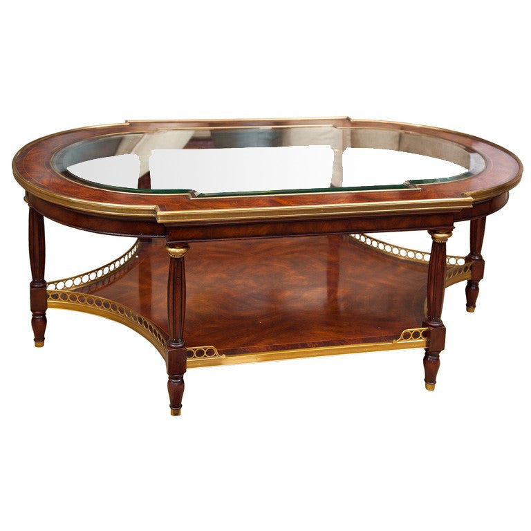 Glass and Brass Gallery Cocktail Table