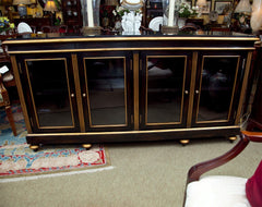 Low Black Lacquer And Gilt Display Cabinet
