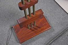 Pair of Standing Mahogany And Brass Standing Floor Lamps