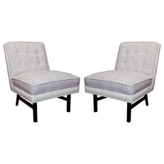 Pair Toasted Almond Mid Century Slipper Chairs