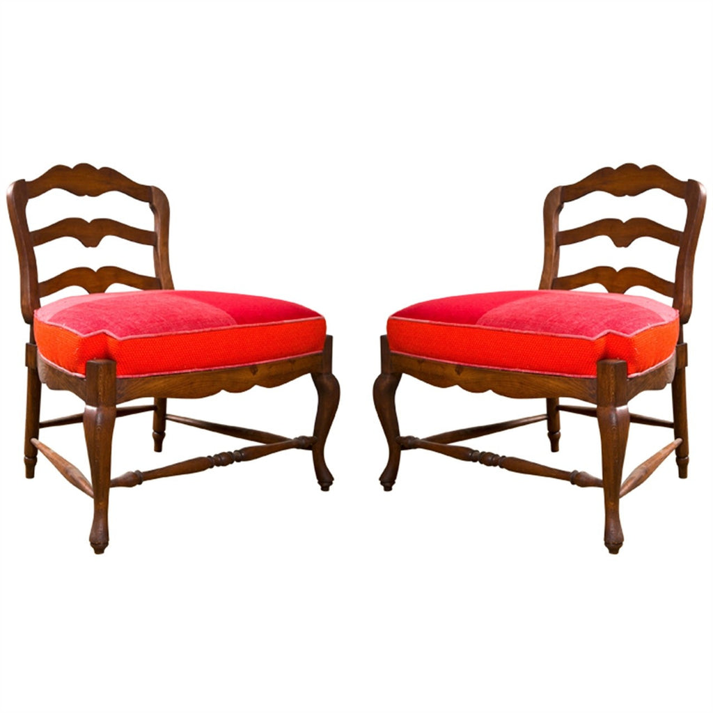 Pair of Over-sized Country French Ladderback Pull Up Chairs