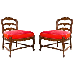 Pair of Over-sized Country French Ladderback Pull Up Chairs