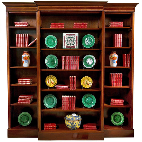 English Triple Mahogany Seven Foot by Seven Foot Bookcase