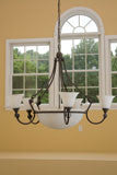 Large  Opaque  Glass  And  Iron  Chandelier