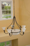 Large  Opaque  Glass  And  Iron  Chandelier