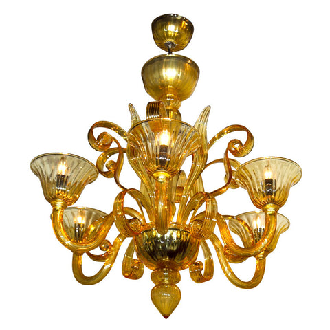 Murano  Smoked  Amber  Glass  Chandelier