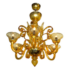 Murano  Smoked  Amber  Glass  Chandelier