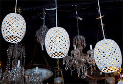 Set Of Three Ceramic Hanging  Chandeliers