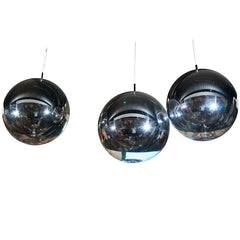 Pair of Mirrored Light Globes in the style of Tom Dixon