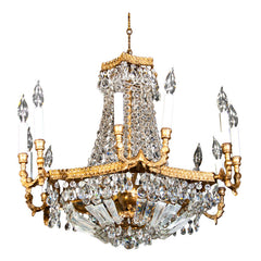 Dore  Bronze  &  Crystal  Twelve  Light  Chandelier