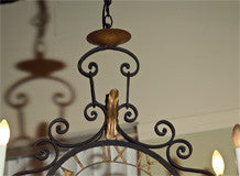 Iron Clock Face Chandelier With Six Lights