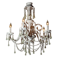 White Murano Opaline Glass Chandelier