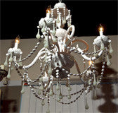 White Murano Opaline Glass Chandelier