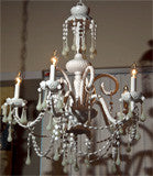 White Murano Opaline Glass Chandelier