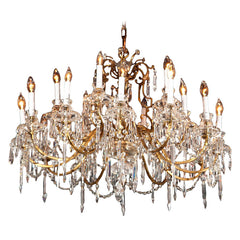 18 Lite Brass And Crystal Chandelier