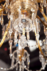 18 Lite Brass And Crystal Chandelier