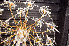 18 Lite Brass And Crystal Chandelier