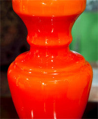 Pair  Orange  Venetian  Glass Lamps From  Murano