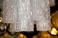 Mid-Century Ripple Glass Tubes Chandelier