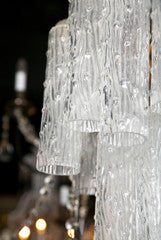 Mid-Century Ripple Glass Tubes Chandelier