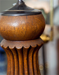 Pair 19th Century Oak Lamps Made From Piano Legs