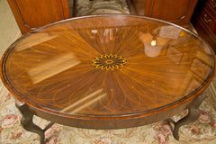 Oval Inlaid Modern Classic Cocktail Table