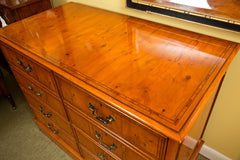 English Yew Wood Four Drawer File Cabinet