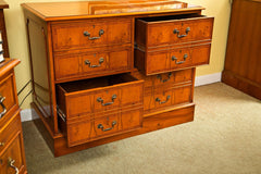 English Yew Wood Four Drawer File Cabinet