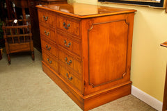 English Yew Wood Four Drawer File Cabinet