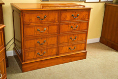 English Yew Wood Four Drawer File Cabinet