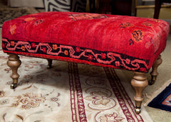 Bench with Antique Oriental Carpet Cover