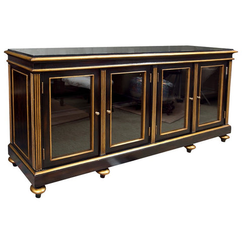 Low Black Lacquer And Gilt Display Cabinet