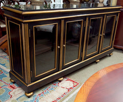 Low Black Lacquer And Gilt Display Cabinet