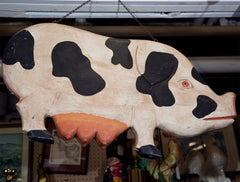 Folk Art Decorated Hanging Pig