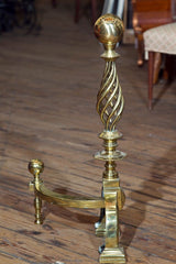 Pair of English 19th Century Brass Large Andirons