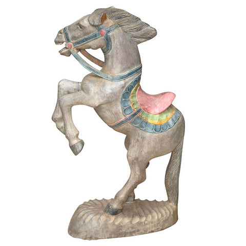 Statue of Carved Wood Standing Horse