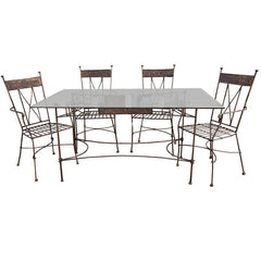 Wrought Iron Dining Table With 5 Armchairs