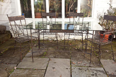 Wrought Iron Dining Table With 5 Armchairs