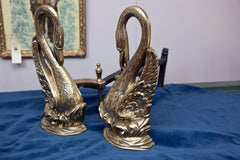 Pair of Cast Brass Andirons