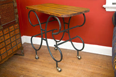 Black Iron and Oak Serving Cart