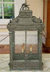 Iron  Square   Wall  Lantern  With  Glass Sides