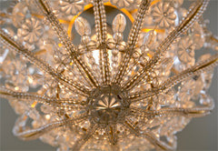 Small Chandelier With  Glass Beads And Rosettes