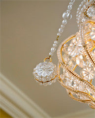 Small Chandelier With  Glass Beads And Rosettes