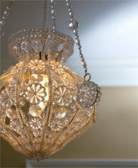 Small Chandelier With  Glass Beads And Rosettes