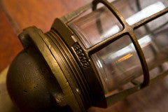 Pair Of Bronze Ship's Passage Lamps With Side Wall Mounts