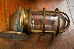 Pair Of Bronze Ship's Passage Lamps With Side Wall Mounts