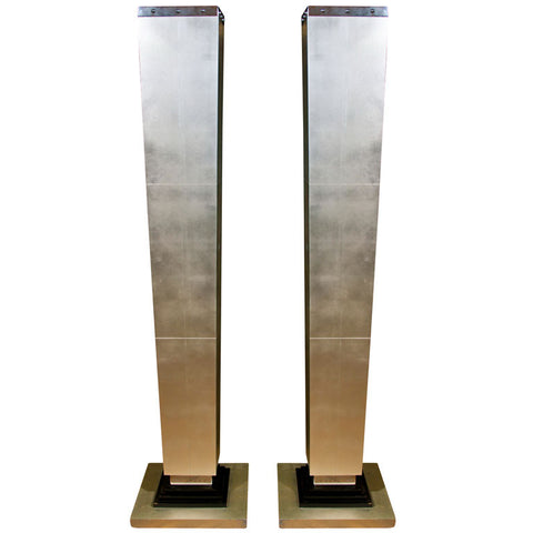 Pair  Silver  Leaf  Lighted  Posts