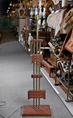 Pair of Standing Mahogany And Brass Standing Floor Lamps